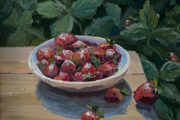 Урожай клубники. Х., м., 30х40, 2023