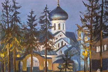 Храм Живоначальной Троицы в Троицке. Бум., 30х40, 2022