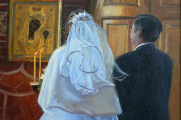 "У иконы". Х., м., 30х40, 2006